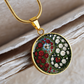 Carnation Yin Yang Necklace - January Birth Month Flower Pendant Jewelry
