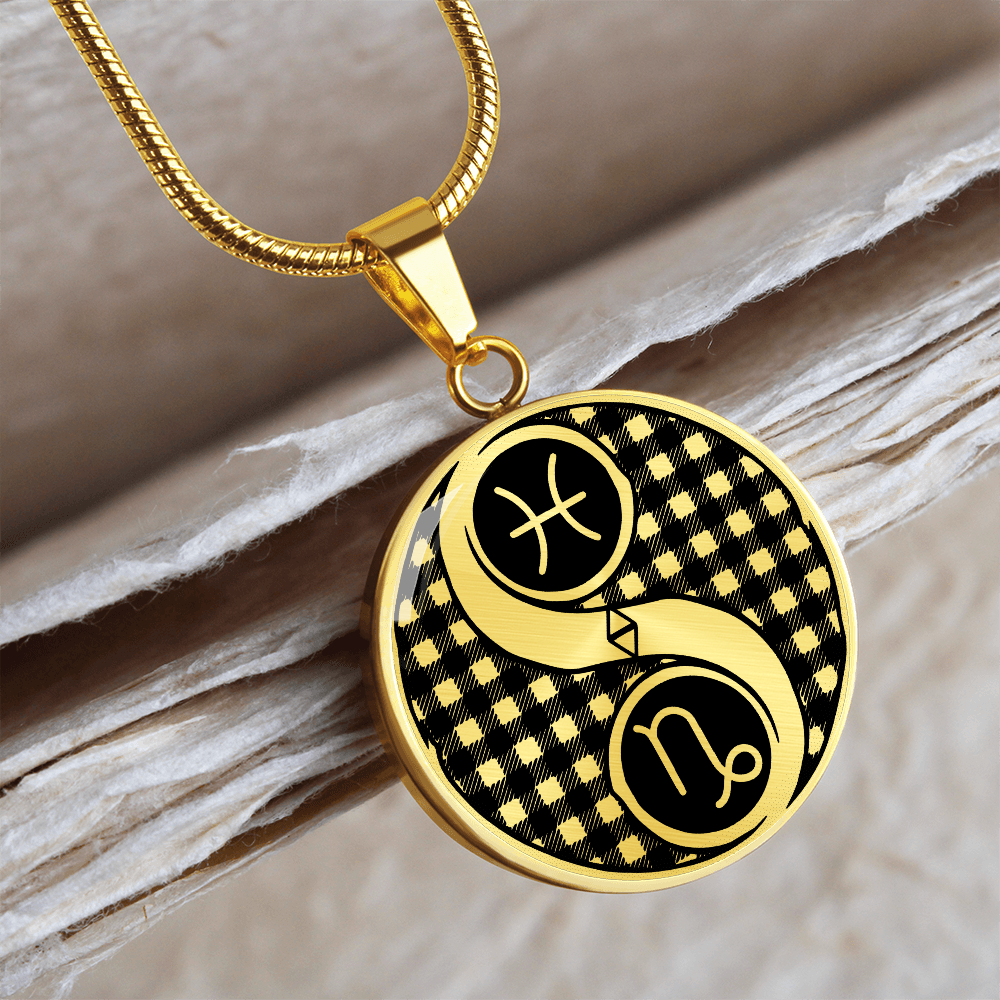 Pisces & Capricorn Necklace, Yin Yang Couples Zodiac Jewelry