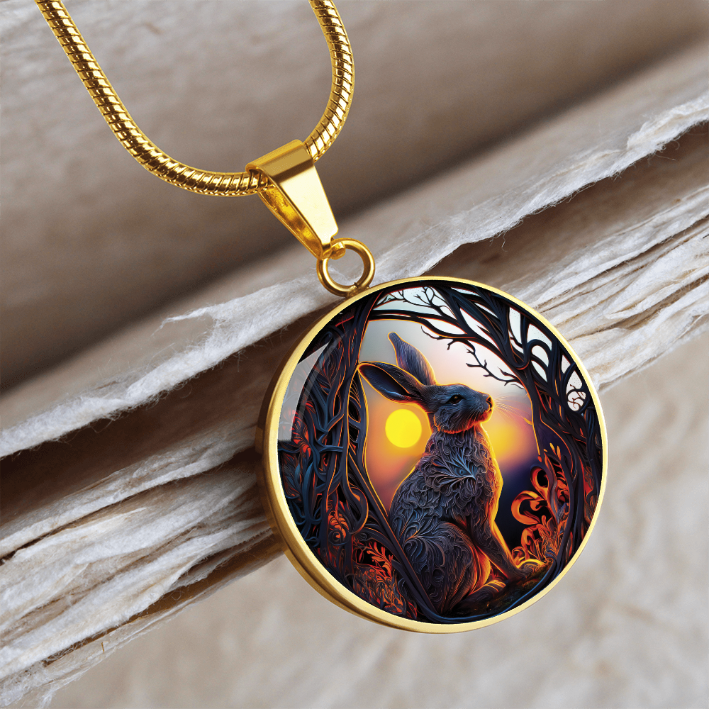 Easter Bunny Necklace, Personalized Year of the Rabbit Pendant, Chinese Zodiac Animal Jewelry, Engraved  Spirit Companion & Mothers Day Gift