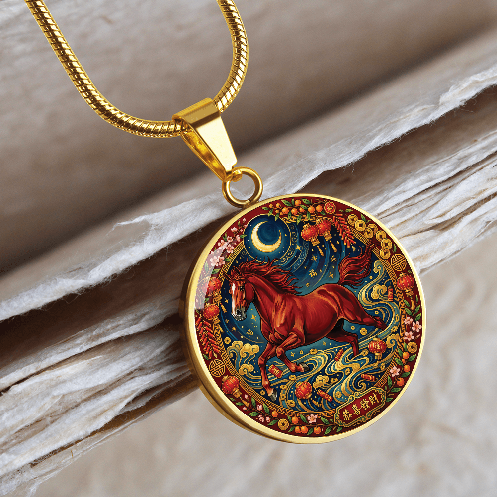 Year of The Horse Necklace - Chinese Zodiac Animal Charm Pendant Jewelry