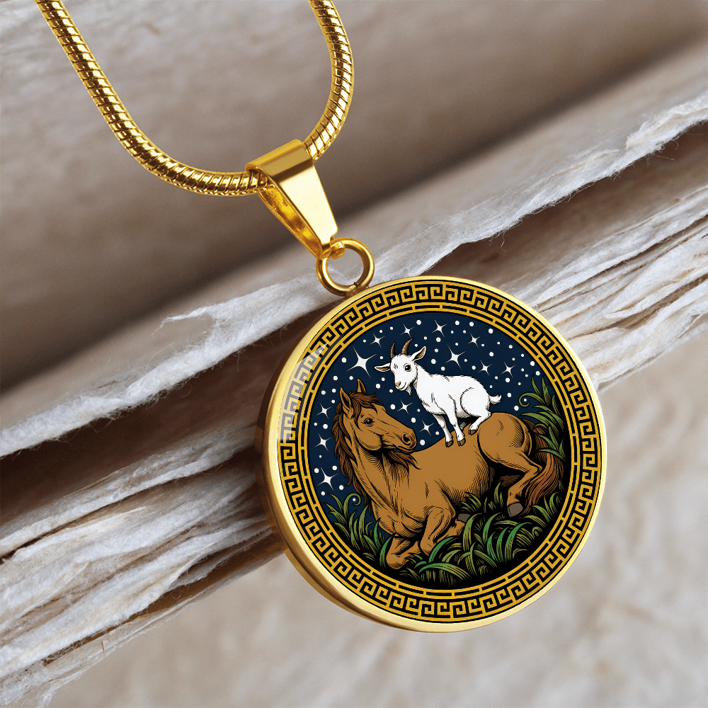 Goat and Horse Necklace - Couples Chinese Zodiac Animal Pendant Jewelry