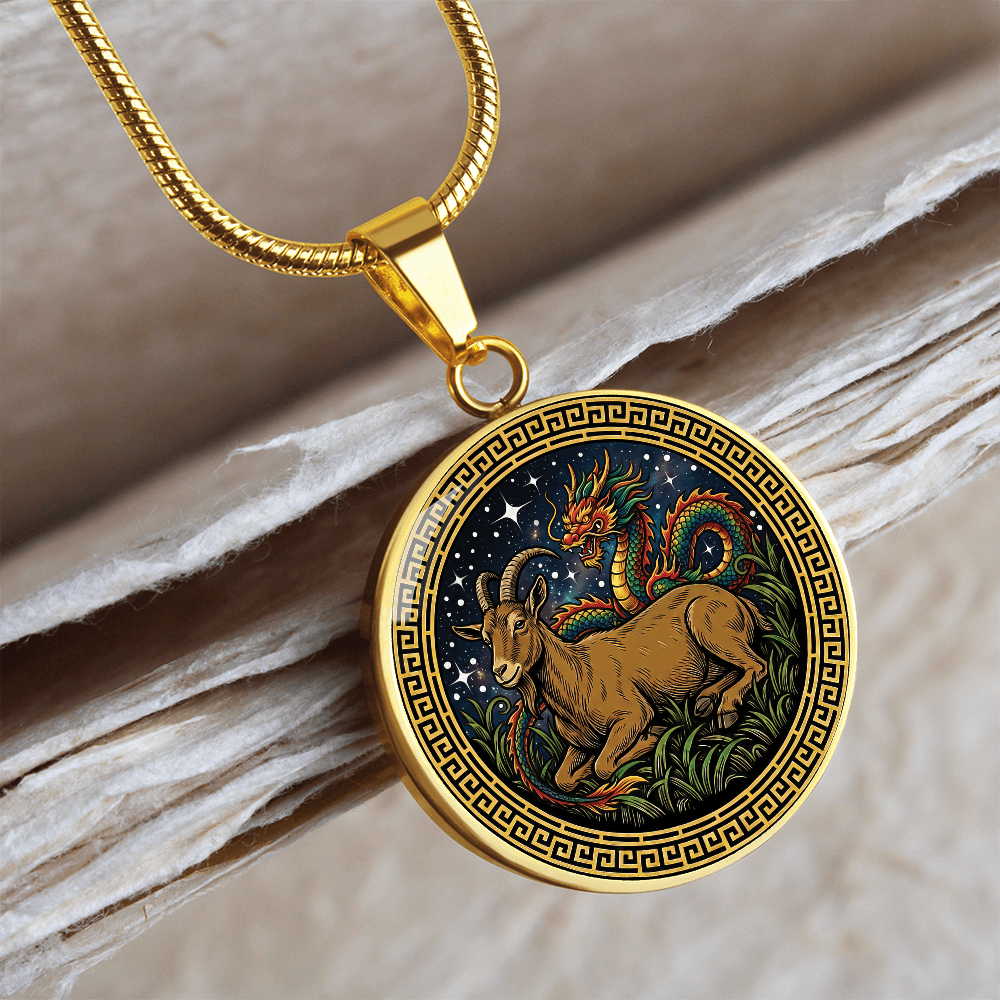 Dragon & Goat Necklace - Couples Chinese Zodiac Animal Pendant Jewelry