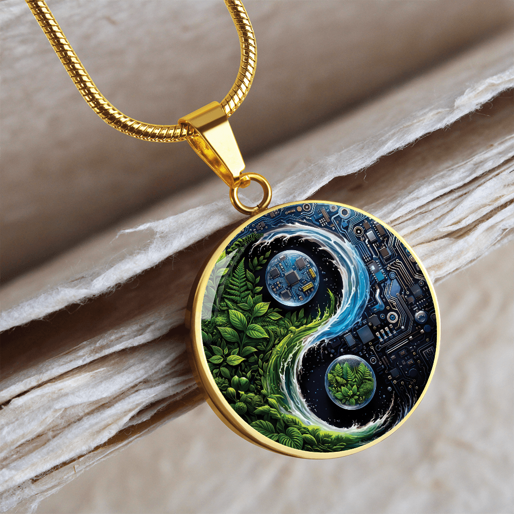Nature & Circuit Yin Yang Pendant Necklace