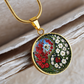 Gladiolus Yin Yang Necklace - August Birth Month Flower Pendant Jewelry