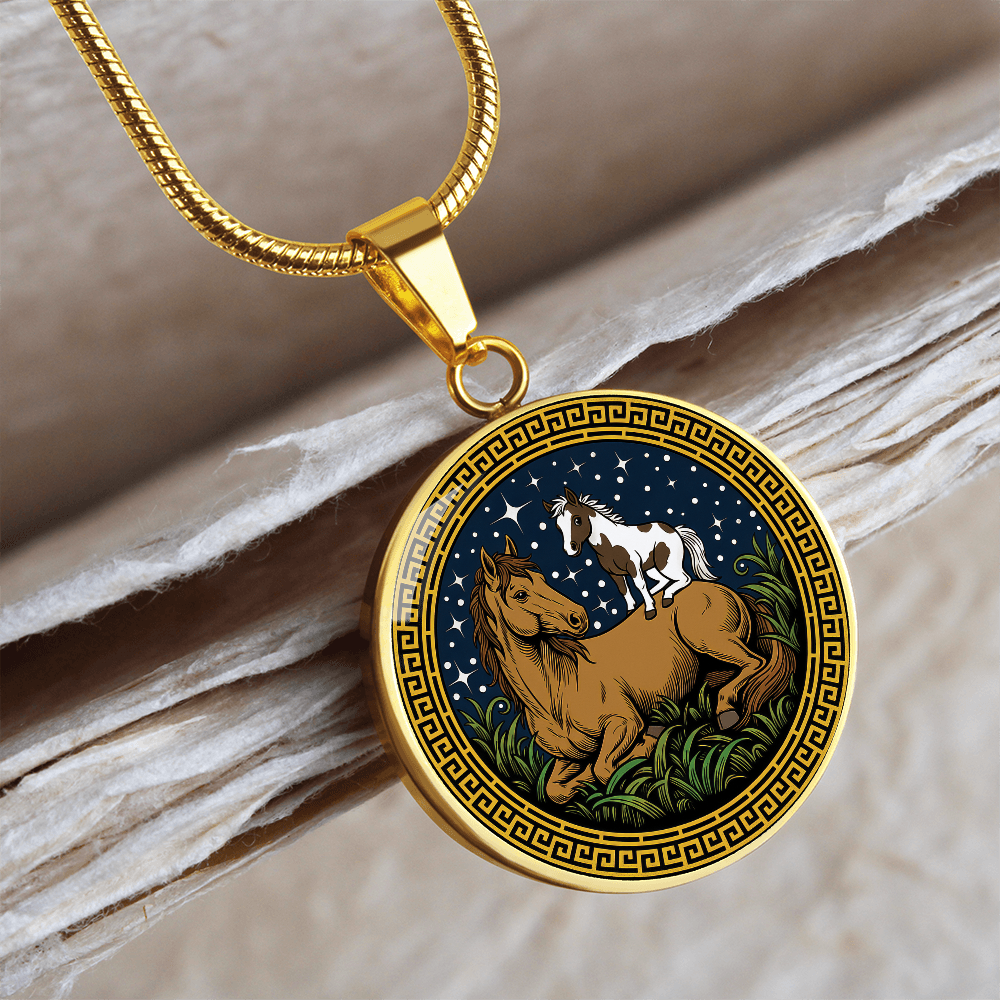 Horse and Horse Necklace - Couples Chinese Zodiac Animal Pendant Jewelry