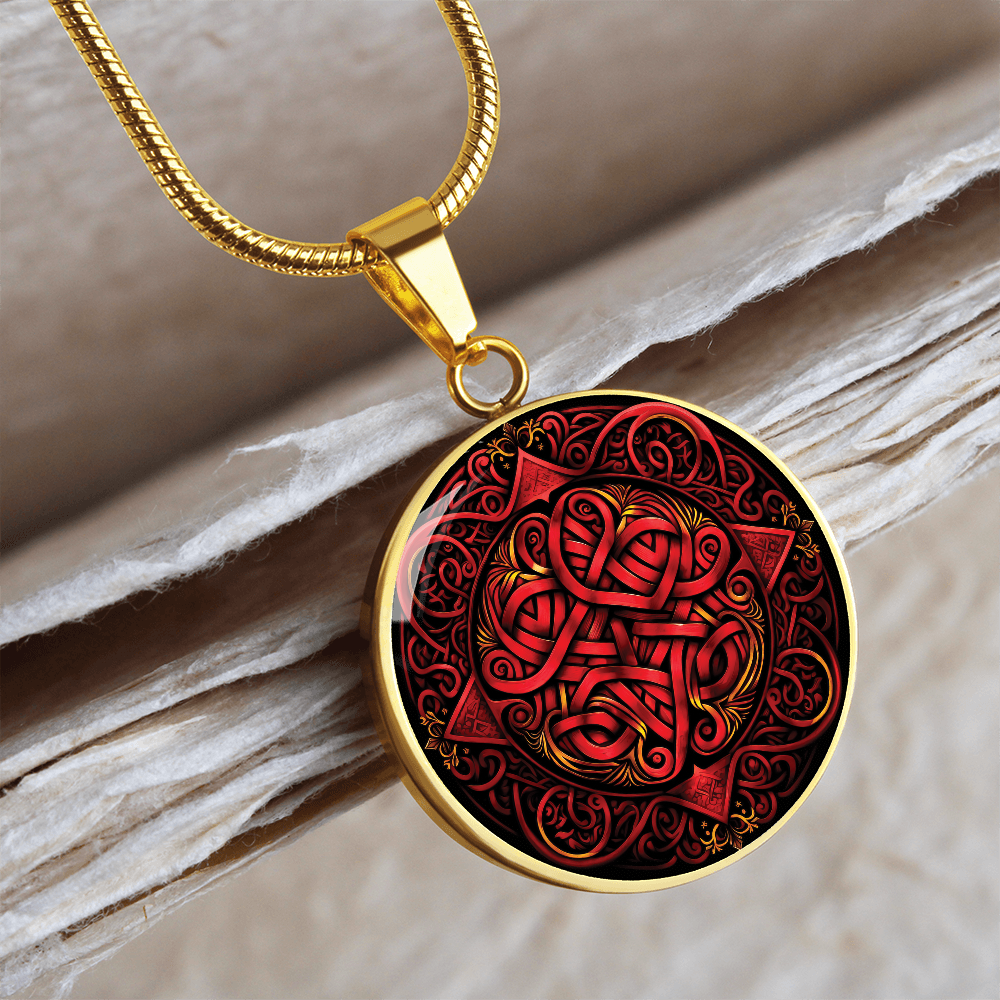 Red Celtic Knot Necklace - Romantic Pendant Jewelry