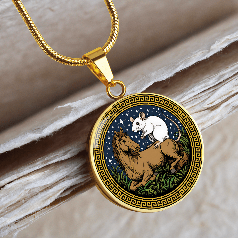 Rat and Horse Necklace - Couples Chinese Zodiac Animal Pendant Jewelry