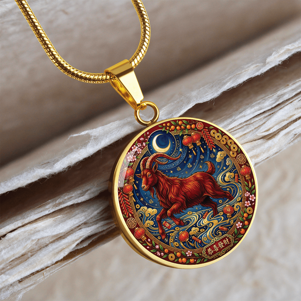 Year of The Goat Necklace - Chinese Zodiac Animal Charm Pendant Jewelry