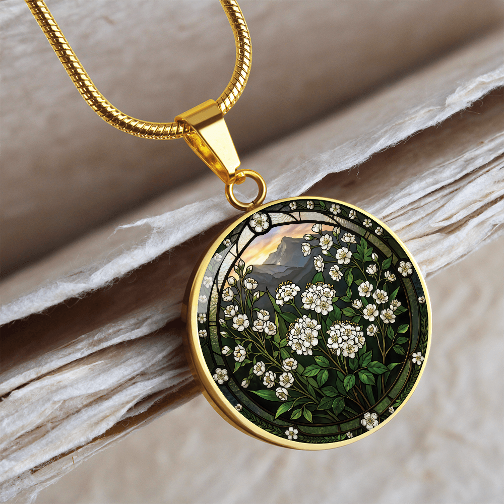 White Hawthorn Necklace - May Birth Flower Pendant Jewelry