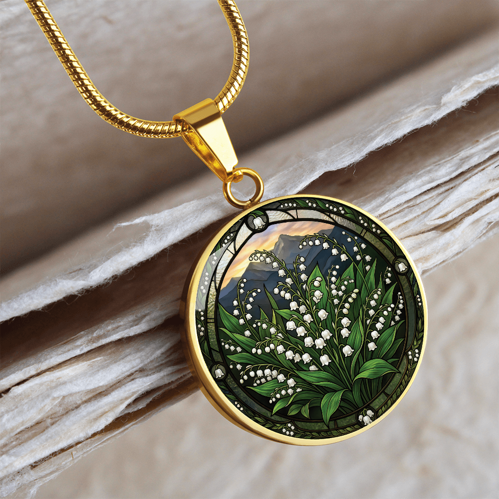 White Lily of the Valley Necklace - May Birth Flower Pendant Jewelry