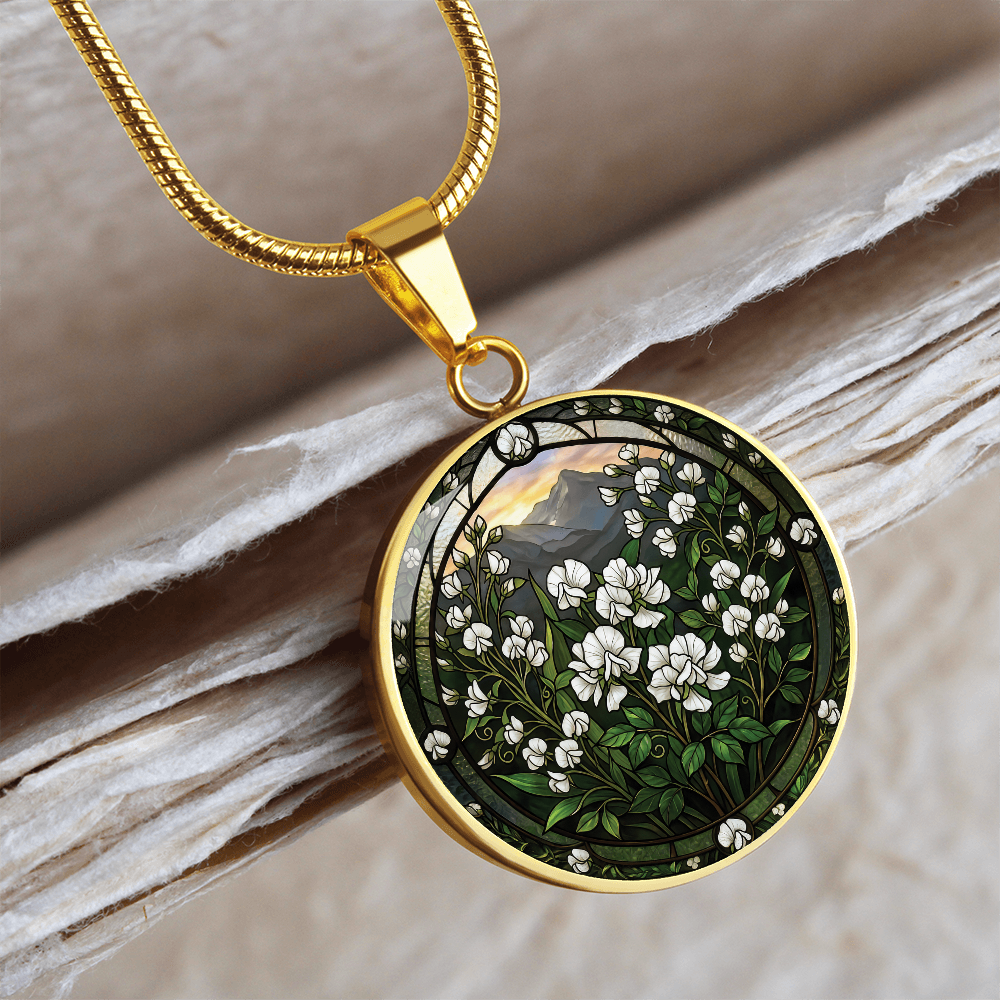 White Sweet Pea Necklace - April Birth Flower Pendant Jewelry