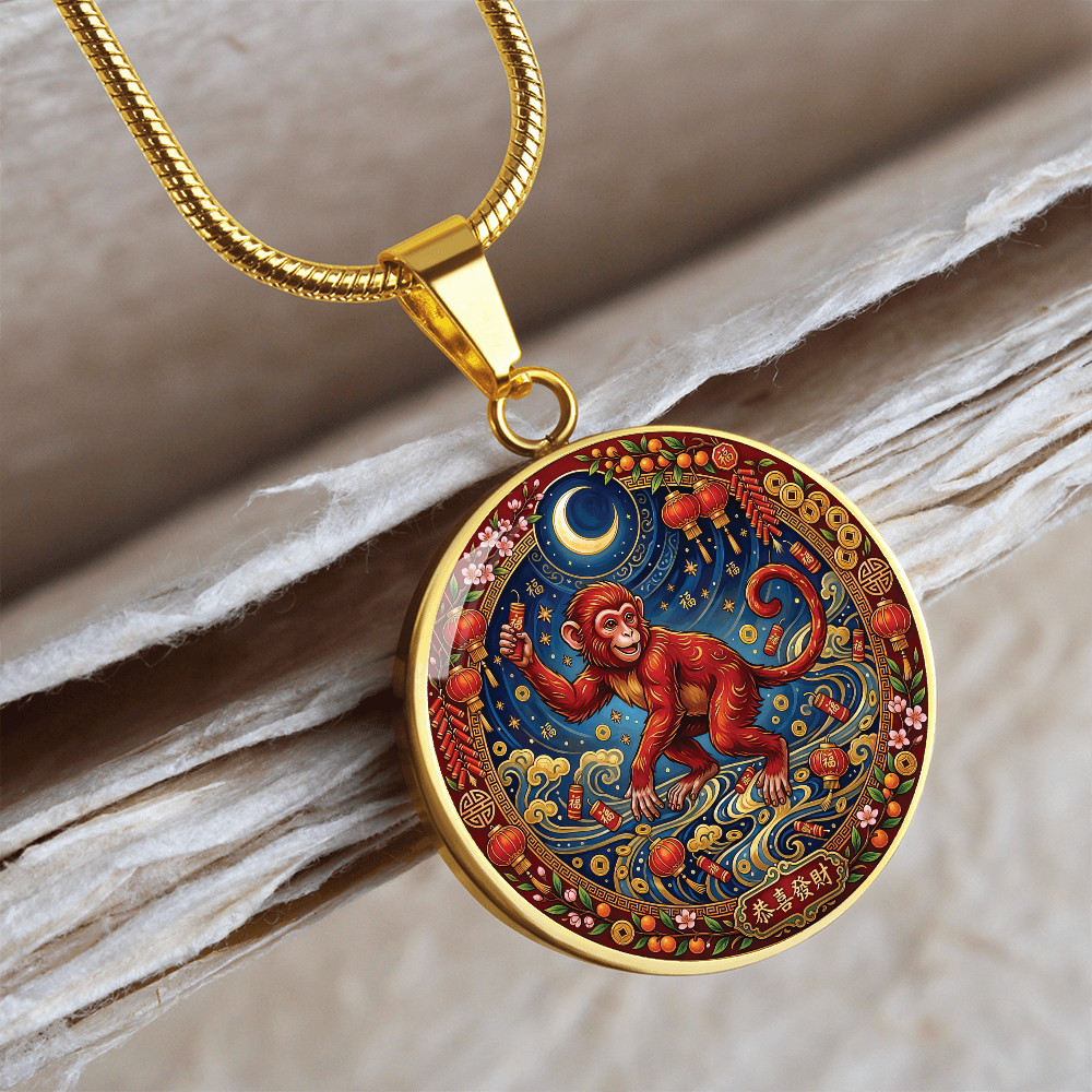 Year of The Monkey Necklace - Chinese Zodiac Animal Charm Pendant Jewelry