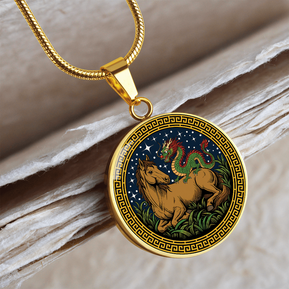 Dragon and Horse Necklace - Couples Chinese Zodiac Animal Pendant Jewelry