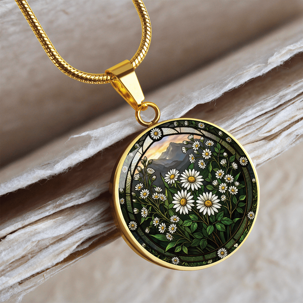 White Daisy Necklace - April Birth Flower Pendant Jewelry