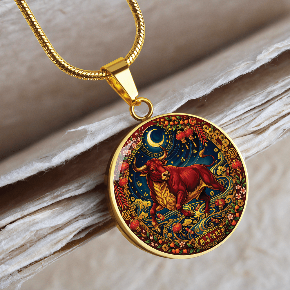 Year of The Ox Necklace - Chinese Zodiac Animal Charm Pendant Jewelry