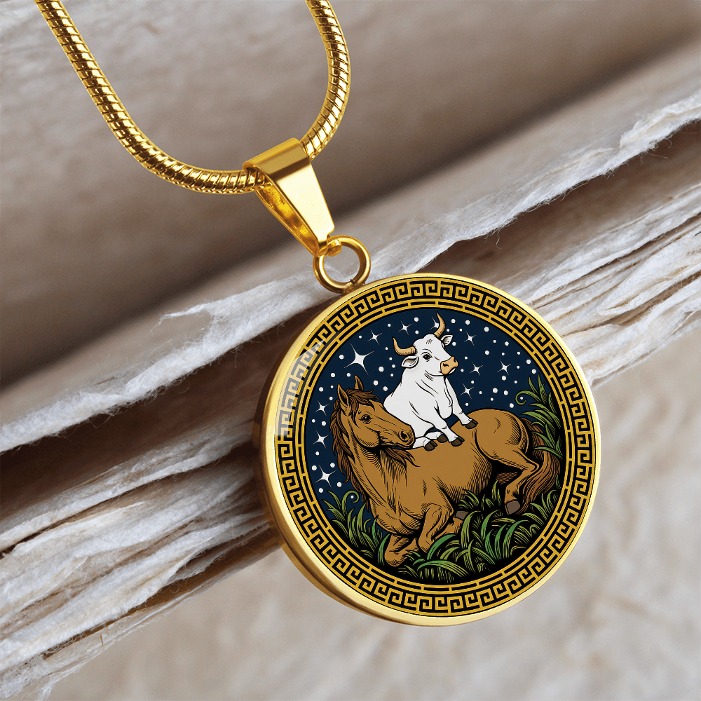 Ox and Horse Necklace - Couples Chinese Zodiac Animal Pendant Jewelry