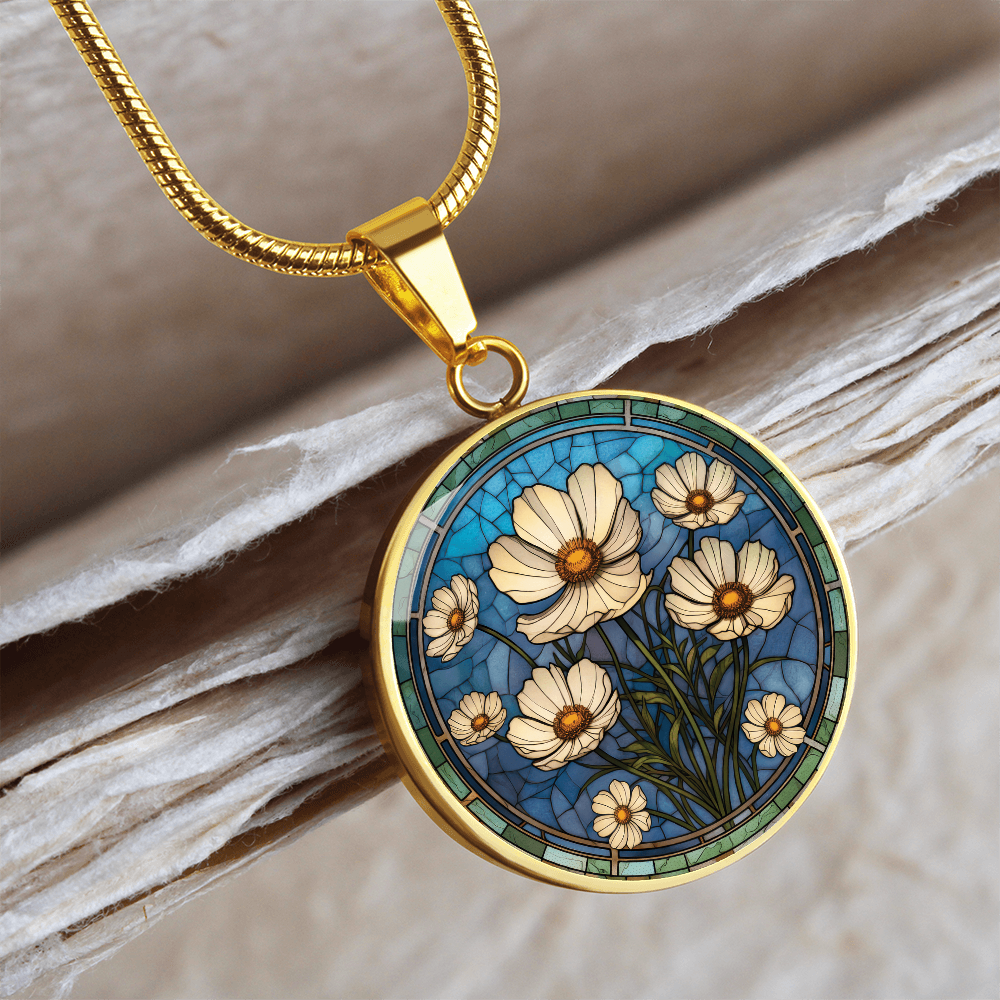 Cosmos Pendant Necklace - October Birth Flower Jewelry