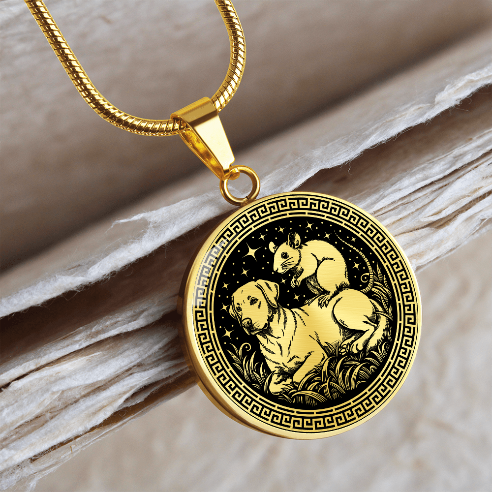 Dog and Rat Necklace - Couples Chinese Zodiac Animal Pendant Jewelry