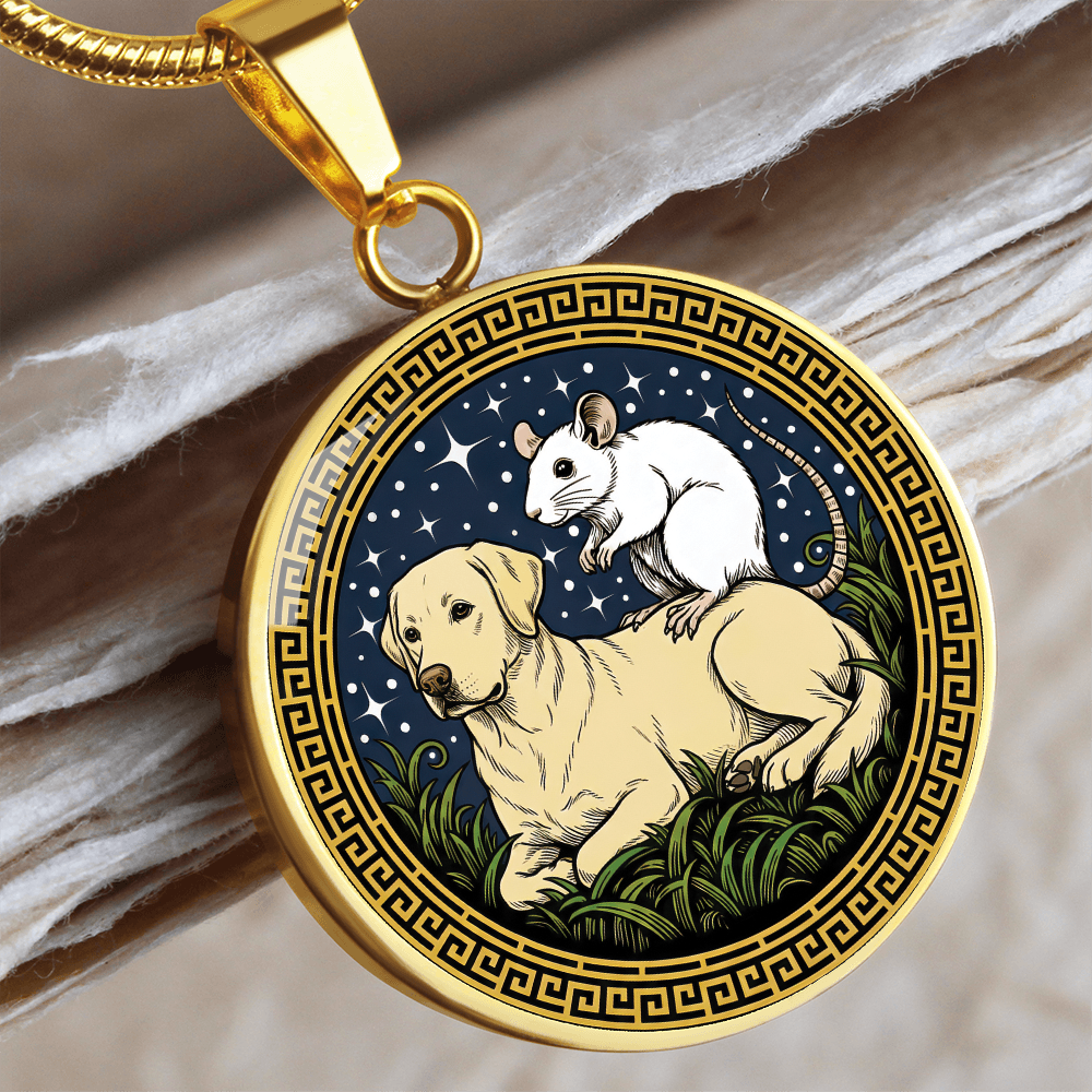 Dog and Rat Necklace - Couples Chinese Zodiac Animal Pendant Jewelry