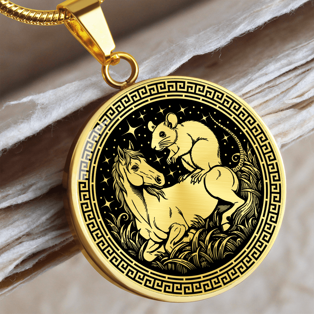 Rat and Horse Necklace - Couples Chinese Zodiac Animal Pendant Jewelry