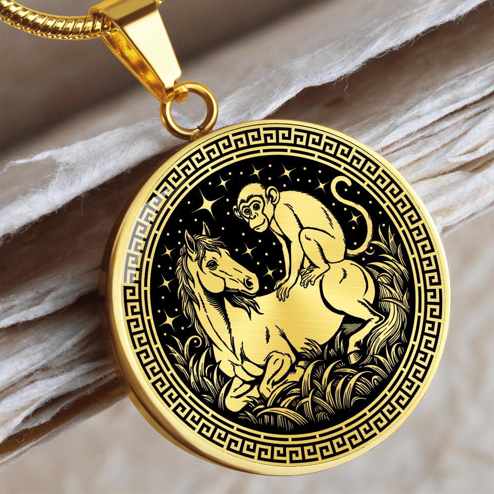 Monkey and Horse Necklace - Couples Chinese Zodiac Animal Pendant Jewelry