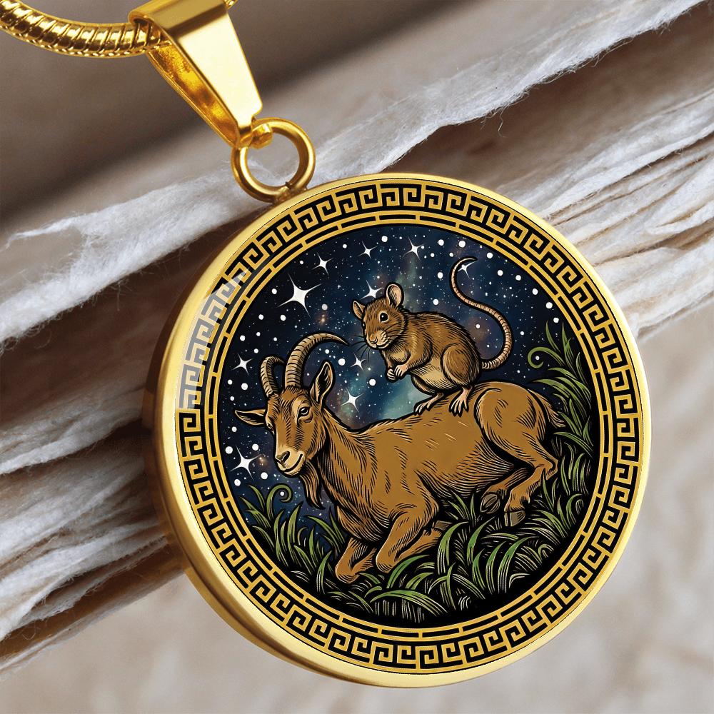 Rat & Goat Necklace - Couples Chinese Zodiac Animal Pendant Jewelry