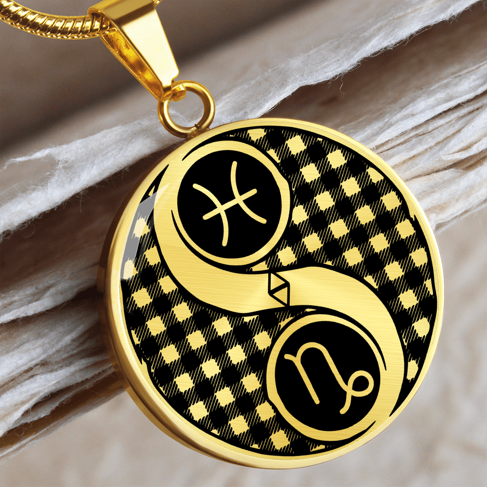Pisces & Capricorn Necklace, Yin Yang Couples Zodiac Jewelry