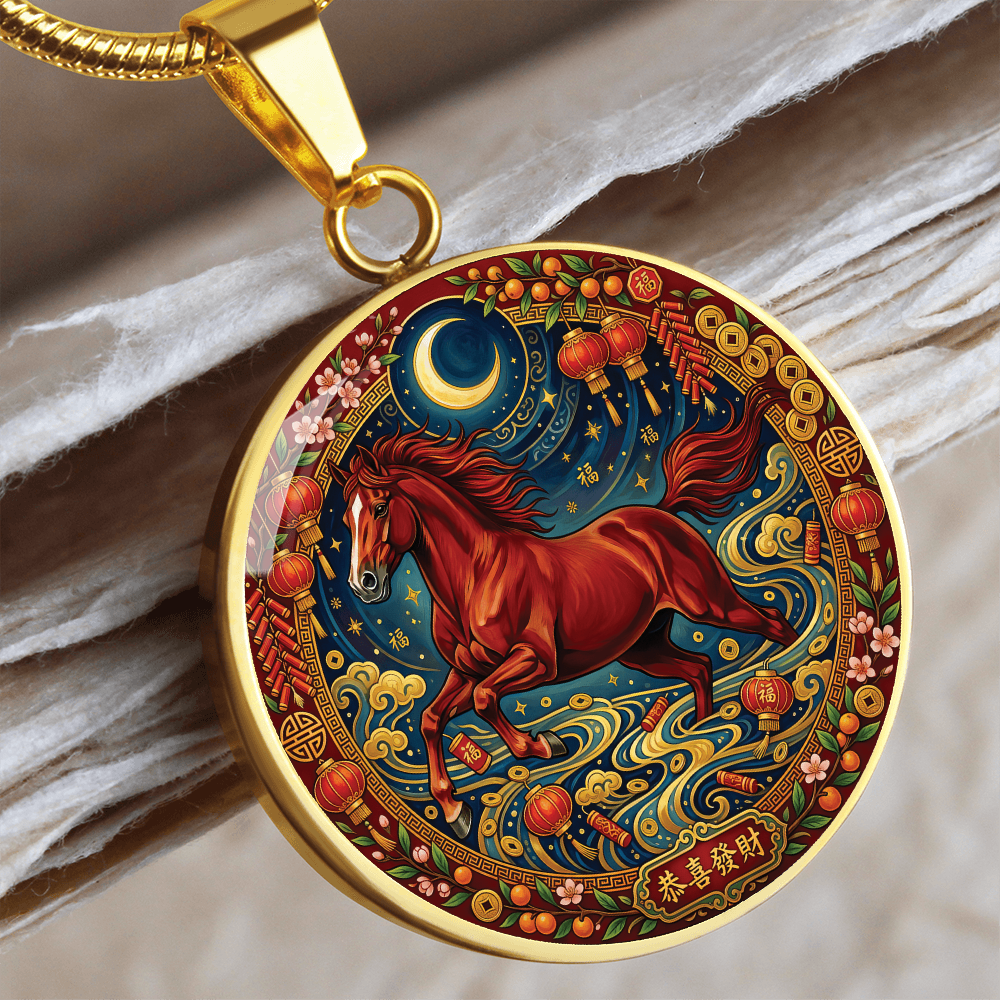 Year of The Horse Necklace - Chinese Zodiac Animal Charm Pendant Jewelry