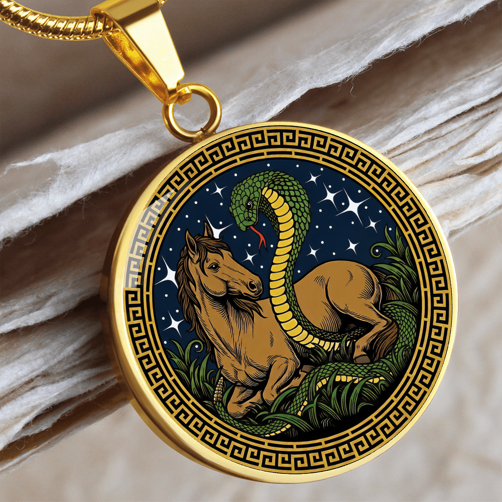 Snake and Horse Necklace - Couples Chinese Zodiac Animal Pendant Jewelry