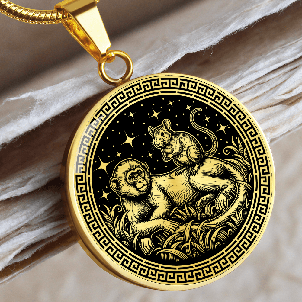 Monkey & Rat Necklace - Couples Chinese Zodiac Animal Pendant Jewelry