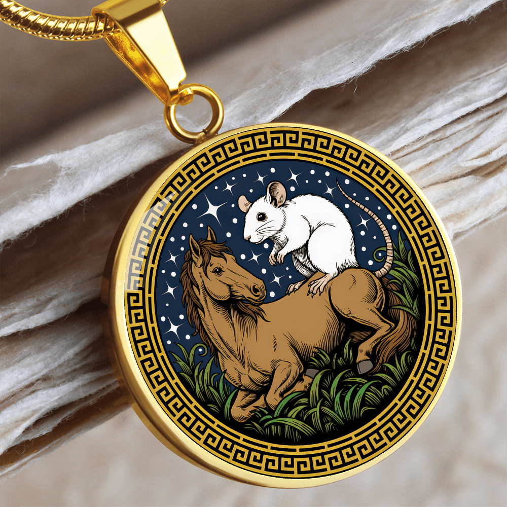 Rat and Horse Necklace - Couples Chinese Zodiac Animal Pendant Jewelry