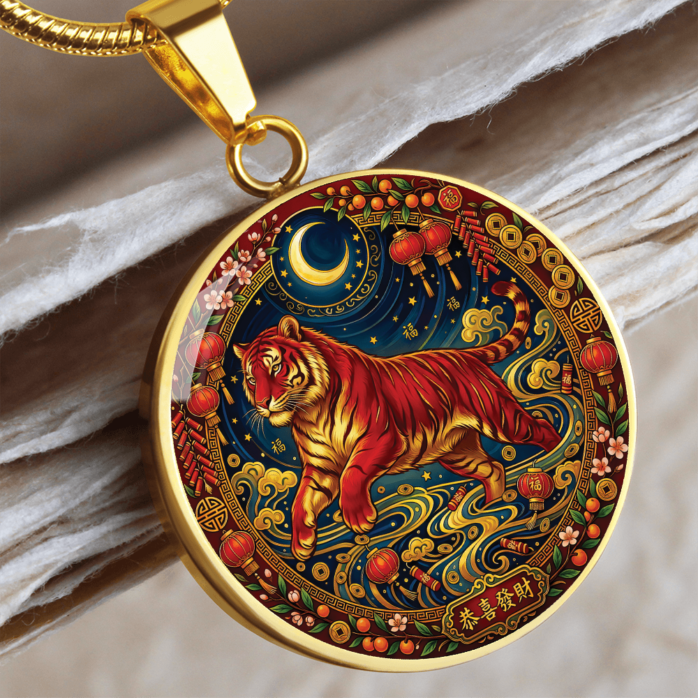 Year of The Tiger Necklace - Chinese Zodiac Animal Charm Pendant Jewelry