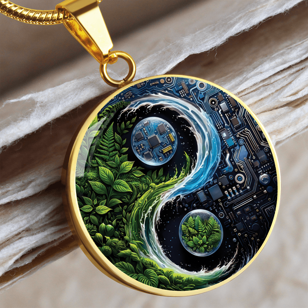 Nature & Circuit Yin Yang Pendant Necklace