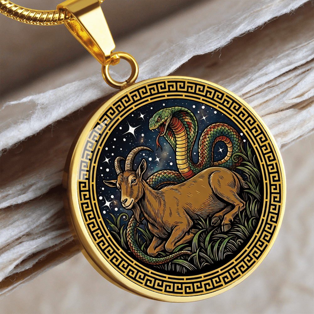 Snake & Goat Necklace - Couples Chinese Zodiac Animal Pendant Jewelry