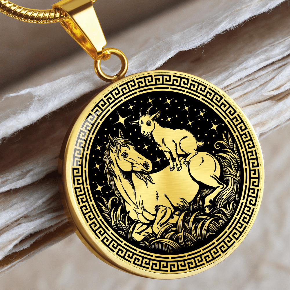 Goat and Horse Necklace - Couples Chinese Zodiac Animal Pendant Jewelry