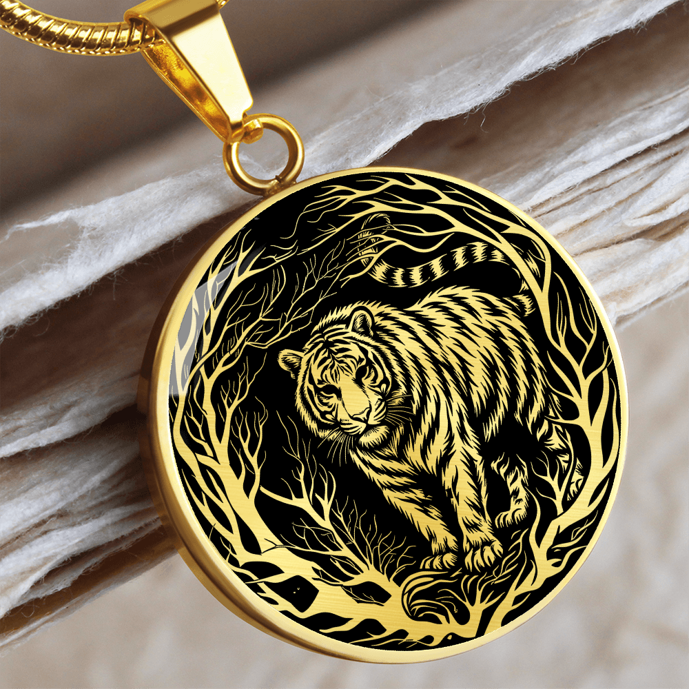 Silver Tiger Necklace - Forest Charm Pendant Jewelry