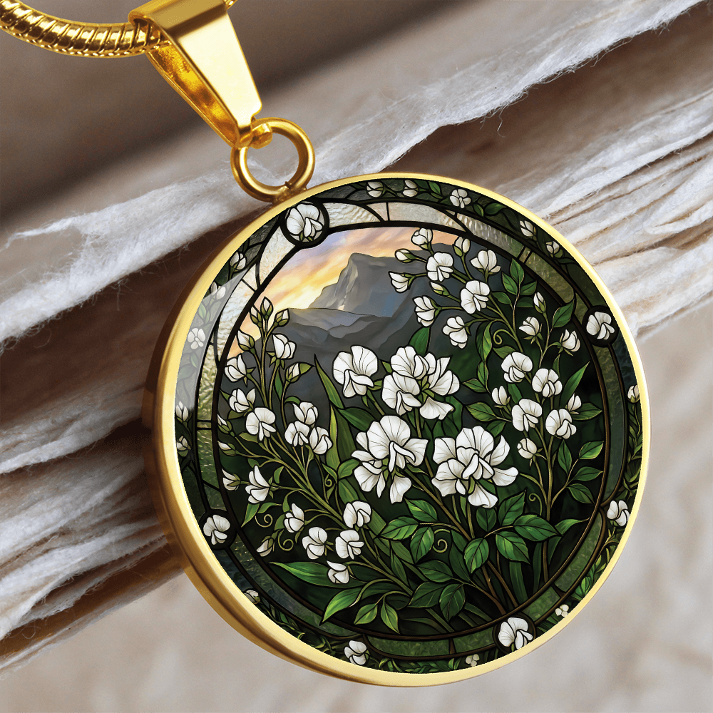 White Sweet Pea Necklace - April Birth Flower Pendant Jewelry