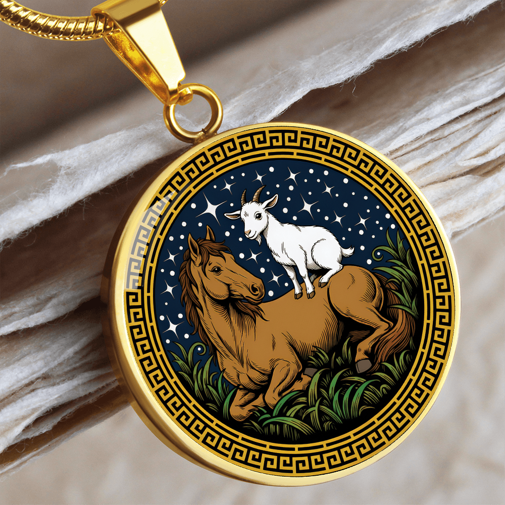 Goat and Horse Necklace - Couples Chinese Zodiac Animal Pendant Jewelry