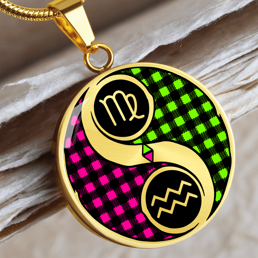 Virgo & Aquarius Necklace - Couples Zodiac Yin Yang Pendant Jewelry