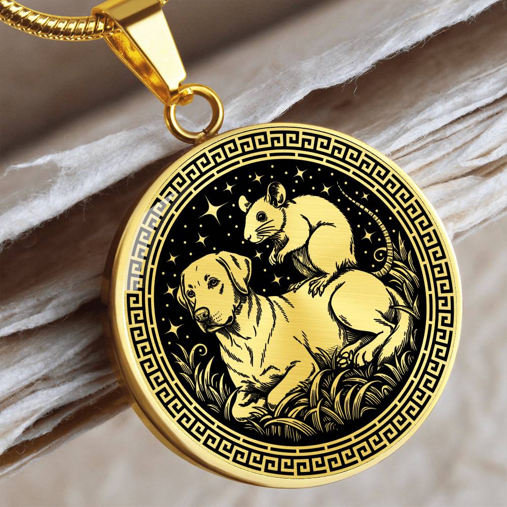 Dog and Rat Necklace - Couples Chinese Zodiac Animal Pendant Jewelry
