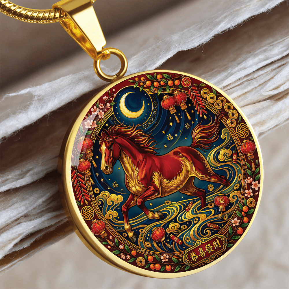 Year of The Horse Necklace - Chinese Zodiac Animal Charm Pendant Jewelry