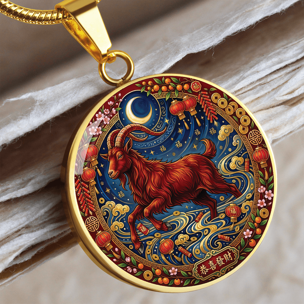 Year of The Goat Necklace - Chinese Zodiac Animal Charm Pendant Jewelry