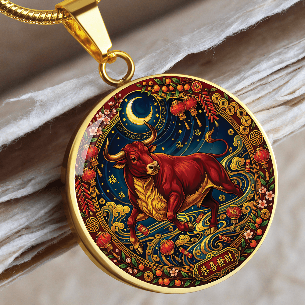 Year of The Ox Necklace - Chinese Zodiac Animal Charm Pendant Jewelry