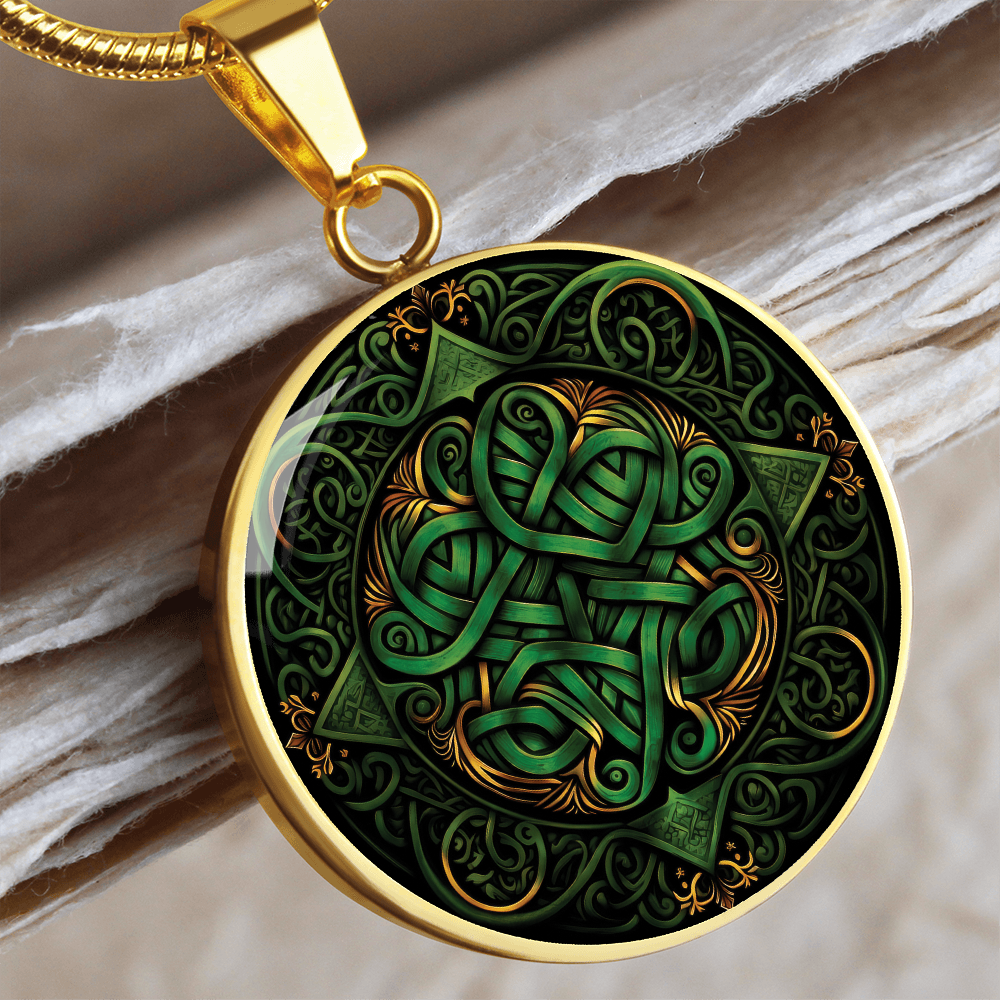 Green Celtic Knot Necklace - Romantic Pendant Jewelry