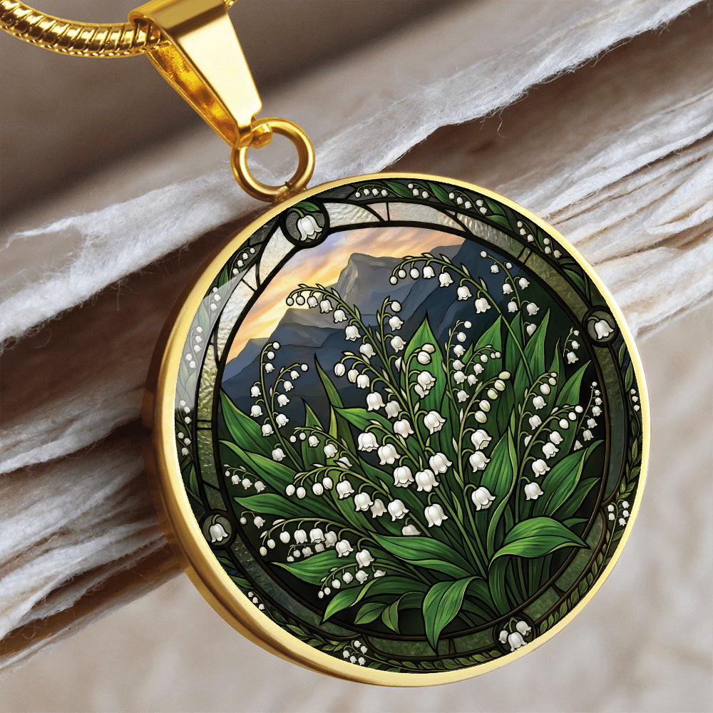 White Lily of the Valley Necklace - May Birth Flower Pendant Jewelry
