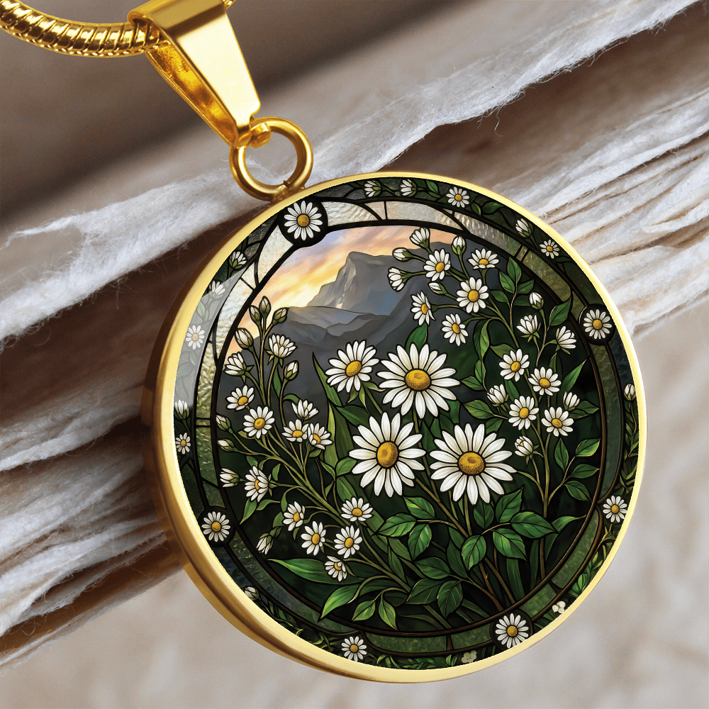 White Daisy Necklace - April Birth Flower Pendant Jewelry