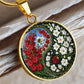 Gladiolus Yin Yang Necklace - August Birth Month Flower Pendant Jewelry