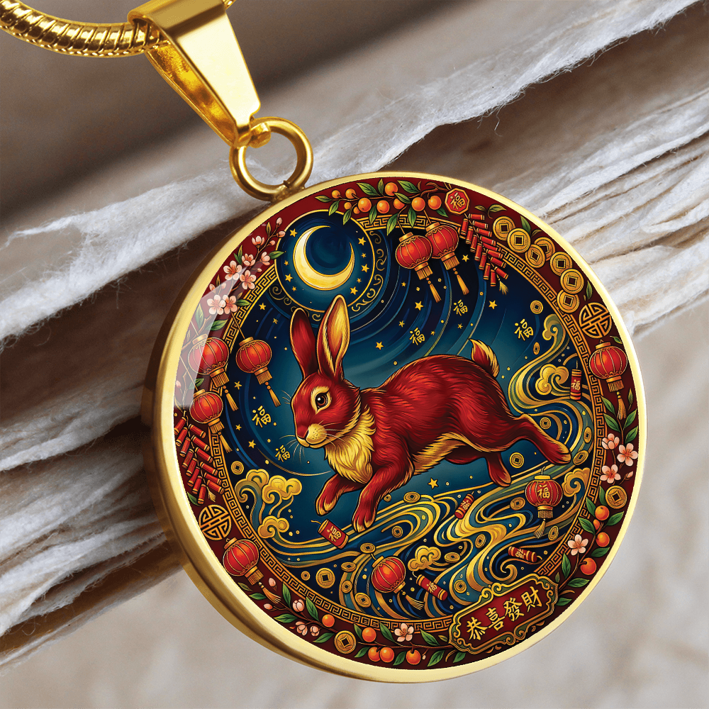 Year of The Rabbit Necklace - Chinese Zodiac Animal Charm Pendant Jewelry