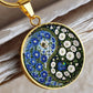 Morning Glory Yin Yang Necklace - September Birth Month Flower Pendant Jewelry