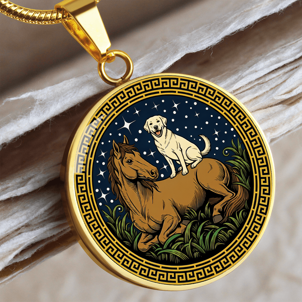 Dog and Horse Necklace - Couples Chinese Zodiac Animal Pendant Jewelry